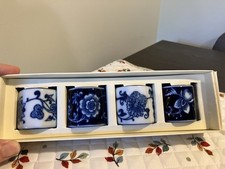 Pier One Imports Mandarin Napkin Rings Set of 4 Blue & White Floral Porcelain picture