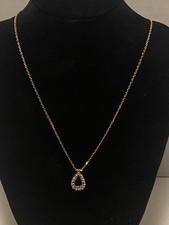 Vtg Swarovski Edelweiss Teardrop pendant Clear Crystals Gold Tone Necklace 16”  picture