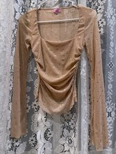 Mi Ami Y2k Sheer Witchy Whimsigoth xs Fairy Celestial Nude Mesh top puff sleeves picture
