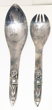 Vintage ACME Bates & Sons Hammered Silverplate Serving Spoons picture