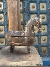 Antique Old Wooden Hand Carved Royal Horse Figure Box 1890 picture
