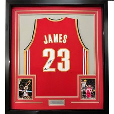 Framed Facsimile Autographed LeBron James 35x39 Cleveland Red Jersey picture