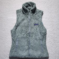 Patagonia Los Gatos Fleece Vest Womens Small Sage Grey Deep Pile Full Zip Sherpa picture