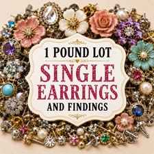 1 LB Single Earrings Broken Costume Jewelry Small Findings Mystery Lot Vintage picture