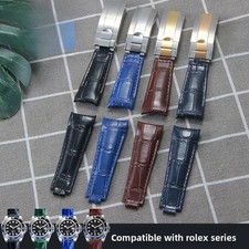 Premium Curved Genuine Leather Watch Straps Mens Band 20mm for Rolex with Tools picture
