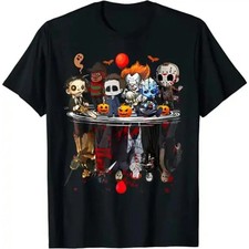 Unisex Spooky Season Horror Fan Graphic T-Shirt, Halloween Casual Matching Famil picture