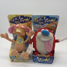 Vintage 1992 Mattel Ren & Stimpy Plush Set with Original Display Boxes And Tags picture