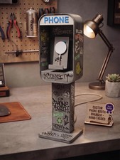 Vintage Phone Booth Charger Stand – LED Light, Street Art Edition (Desktop or P picture