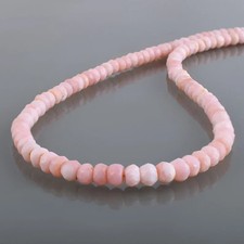 Natural Pink Peruvian Opal Beaded Necklace 925 Silver Strand Handmade Gift 18