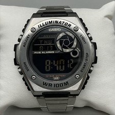 Casio Illuminator 3487 MWD-100H Mens Watch 51mm Black Digital Stainless Alarm picture