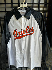 Vintage Baltimore Orioles snap-front vinyl rain jacket picture