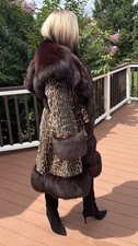 Saks Fifth Avenue Animal Print Siberian Weasel W Fox Woman Fur Coat Not Sable M picture