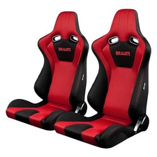 Braum BRR7-BKRD Venom Series Sport Seats, Black & Red Fabric, Red Stitches picture