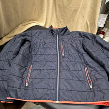 Lands' End Men's L Puffer Jacket Blue/Orange Full Zip Stand-Up Collar sku 61 picture