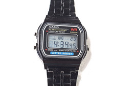 Casio A-159 Black alarm chrono digital QUARTZ WATCH - new picture