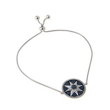 Rarities Carol Brodie Diamond Sterling Silver North Star Compass Bolo Bracelet picture