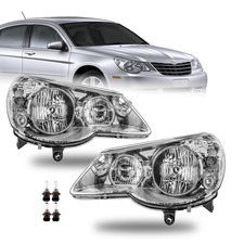 For 2007-2010 Chrysler Sebring Chrome Headlights L+R Headlamps Assembly W/Bulbs picture