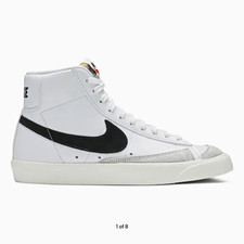 Nike Men’s White/Black High-Top Lace-Up Athletic Sneakers Solid Pattern picture