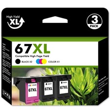 1-3PK 67-XL Ink 67XL Ink Black Color for HP Deskjet 2720 Plus 4122 4155e 4158e picture