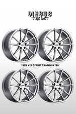 SET- (4) TSW BATHURST 19X9 5X120 +15 OFFSET 76 SILVER/MACHINED-FLOW FORMED picture