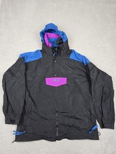 Vintage Columbia Jacket Mens XL Black Radial Sleeve Anorak Hooded Lined 90s picture
