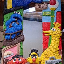 Vintage 1970s Sesame Street Hand painted Wall Mirror picture