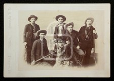 Incredible Western Albumen Photo of Men with Guns. C 1880's Freeport, Illinois  picture