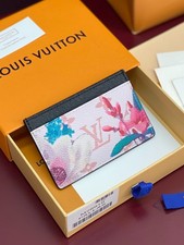 Luis Style Eden Floral Card Holder Slim Wallet Pink Blue Garden Print New picture