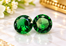 Colombian Emerald Pair of 2.20 Ct Round Cut Green GGI Certified Loose Gemstone picture