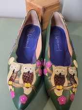 Vtg Jeffrey Campbell Havana Last Who Who Handmade Owl Leather Flats Womens Sz 8M picture