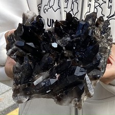 3.44LB Natural Rare Beautiful Black QUARTZ Crystal Cluster Mineral Specimen picture