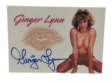 Ginger Lynn Signed Kiss Card Adult Star Autograph Kiss Print Beckett Witness picture