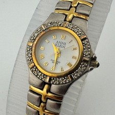 Anne Klein Swiss Quartz Watch 12/7230 Women Dual Tone Diamonds New Battery 6.75