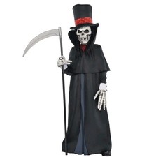 Grim Reaper Dapper Death Halloween Costume Skeleton 7 Pc Child Sz Lg 10-12 NIP picture