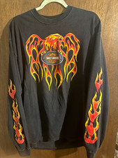 VTG GRAIL Harley-Davidson Chicago Illinois Flamer eagle  Long Sleeve T-Shirt XL picture