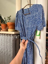 DEADSTOCK VTG Midi Dress Blue Abstract Print by Sears picture