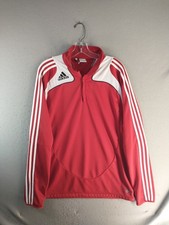 Adidas 1/4 Zip Pullover Mens XL Red White 3 Stripe Vintage 2008 Soccer Warm Up picture