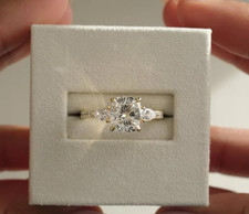 IGI 2.90 Ct Cushion Cut EF/VS1 Lab Grown Diamond Engagement Ring 14K Yellow Gold picture