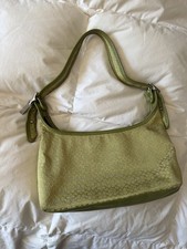 Vintage Coach Y2K Green Signature Jacquard Shoulder Bag Silver Hardware picture