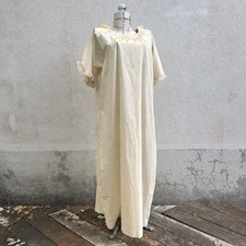 Antique Edwardian Cotton Nightgown Hand Embroidered Butterflies Lace Ruffle  picture