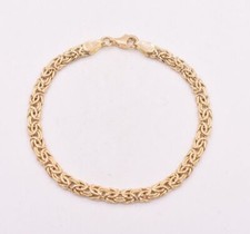 5mm Byzantine Domed Link Bracelet Lobster Lock Real 14K Yellow Gold 7.25