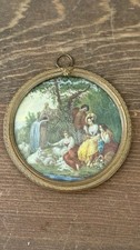 Antique French Romance Scene Hand Painting Miniature picture