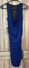 Vintage Y2K New with Tags  Women’s Blue Bodycon Express Dress Leopard Lace Sz S picture