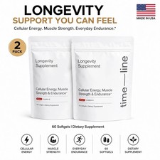 Pack of 2 Time-Line Longevity Supplement Mitopure Urolithin A 60 Softgels New picture