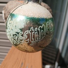 Vintage George Franke Glass Stencil Ornament With Mica Greetings picture
