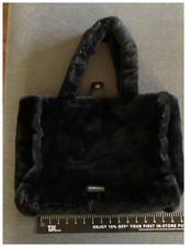 BCBGeneration Large Black Faux Fur Tote Bag Fluffy Cozy Purse Handbag picture