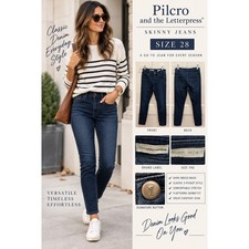 Pilcro and the Letterpress Stet Skinny Jeans Dark Indigo Wash Size 28 Anthro picture