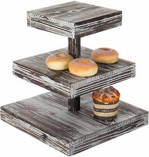 MyGift 12-Inch 3-Tier Torched Wood Dessert/Appetizer Stand picture