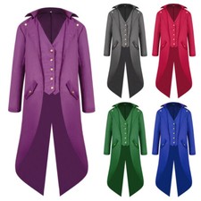 Men's Victorian Halloween Costume Steampunk Coat Gothic Jacket Medieval Tailcoat picture