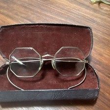 Vtg 1930s American Optical Ful-Vue 1/10 12K GF Octagon Bifocal Glasses w/ Case picture